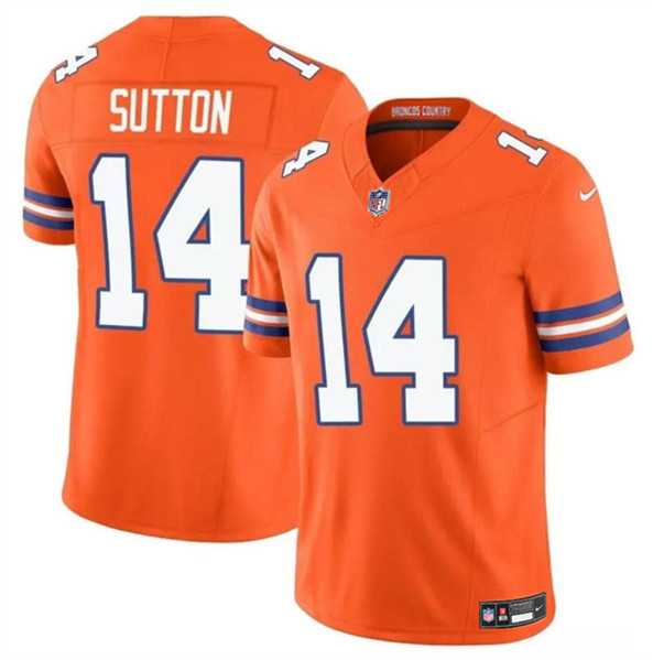 Men & Women & Youth Denver Broncos #14 Courtland Sutton Orange F.U.S.E. Mile High Collection 1977 Throwback Vapor Limited Football Stitched Jersey